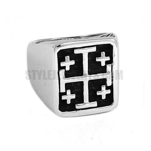 Cross Square Biker Ring Stainless Steel Cross Ring SWR0662 - Click Image to Close